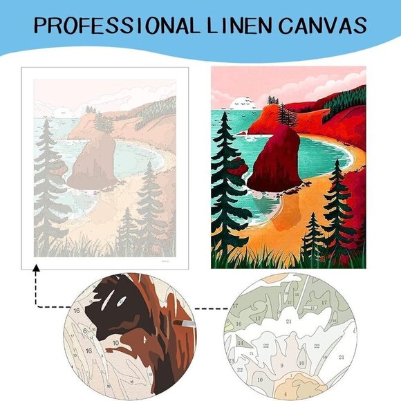 Paint by Number for Adults Canvas - Abstract Landscape Beach Mountain 2 sets - Picture 1 of 11